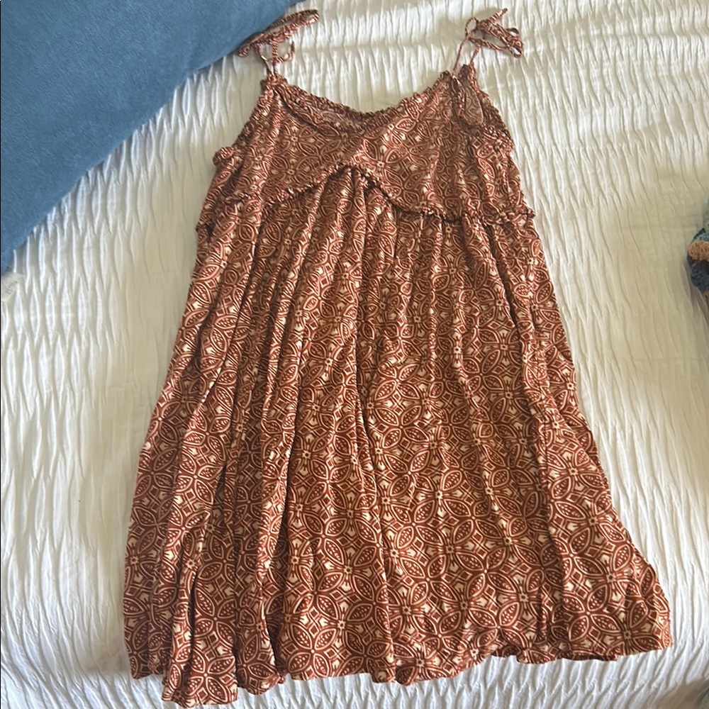 Patrons of Peace Brown Patterned Midi Dress